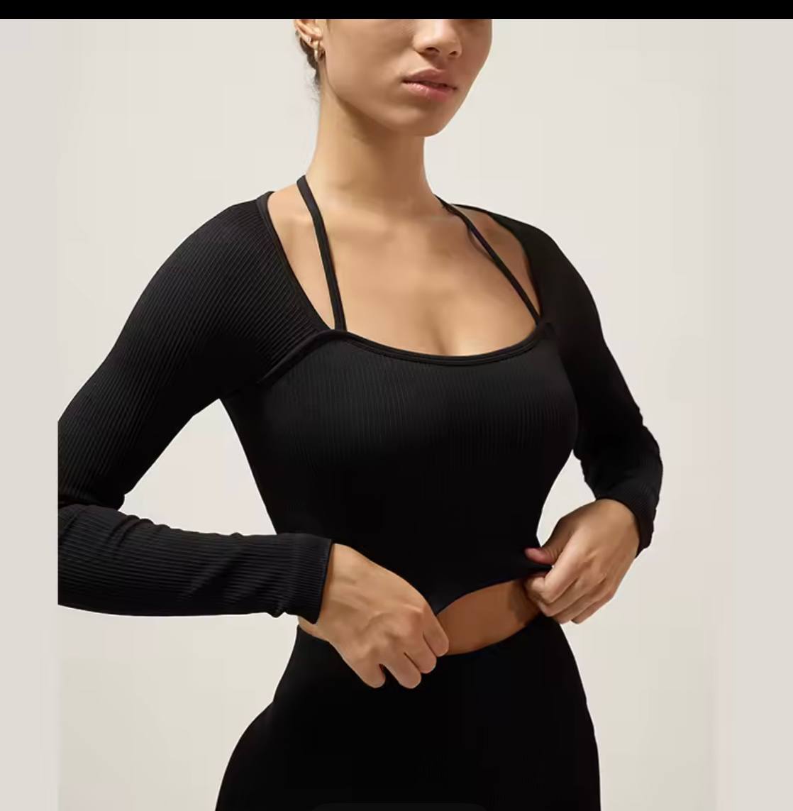OLIMPIA_BODY™ Hot Selling European and American Sports Tops for Running, Fitness, High-Waist Slim Straps, Long-Sleeve Yoga