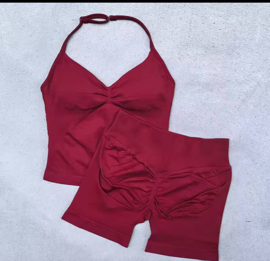 OLIMPIA_BODY™ New Seamless Yoga Set for Women, 2-Piece Padded Halter Tank Top