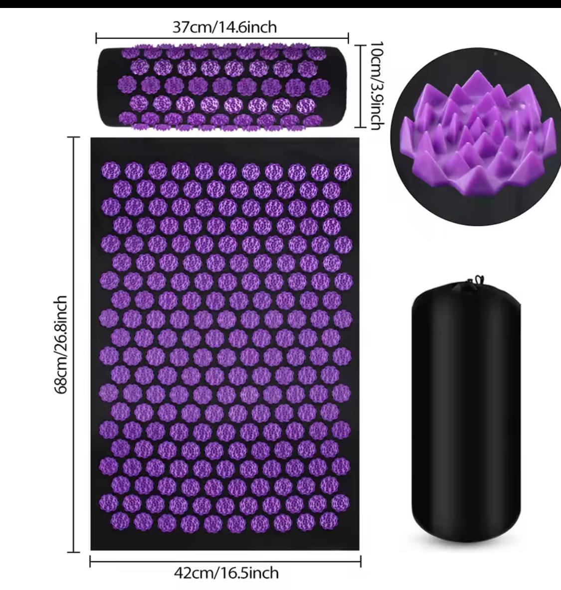 OLIMPIA_BODY™Pranamat Eco Lotus Spike Mat Acupuncture Massage Cushion Kuznetsov's Applicator for Neck Foot Back